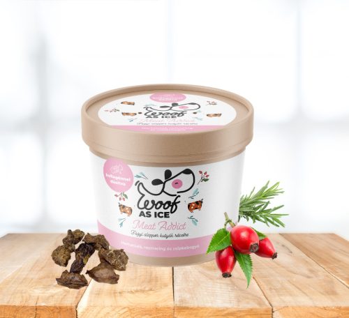 WOOF AS ICE – Hunde-Eis Basis-Pulver – 100 g – Meat Addict – Rinderlunge, Rosmarin und Hagebutte